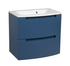 Modern Wall-Mount Bathroom Vanity with Washbasin | Delux Blue Matte Collection | Non-Toxic Fire-Resistant MDF-22,5"